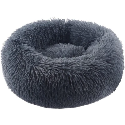 Hundebett Katzenbett Couch Hundeschlafplatz rund Grau Kuscheldecke - Bild 1 von 2