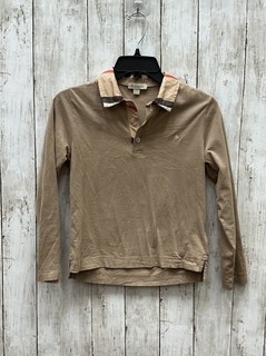 Burberry Kids Long Sleeve Cotton Polo Shirt Clay Brown Size 10Y/138cm