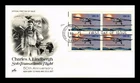 US COVER LINDBERGH FLIGHT 50TH ANNIVERSARY FDC SCOTT 1710 BLOCK OF 4