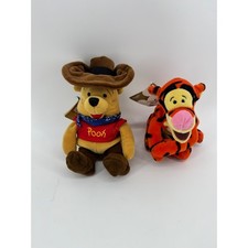VTG Disney Store Winnie the Pooh Cowboy and Tigger Bean Bag Plush Set NWT