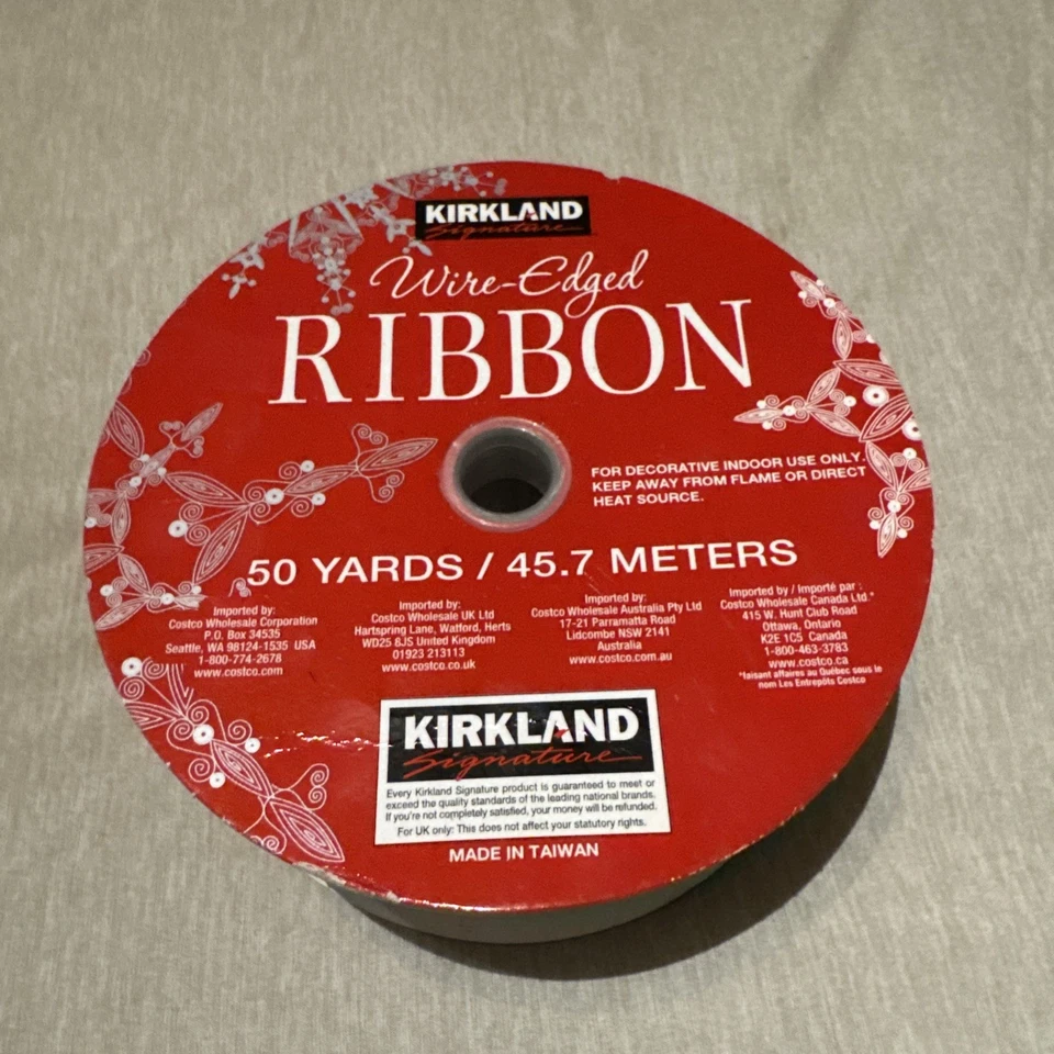 Kirkland Signature Wire-Edged Ribbon 50 Yards Multicolor Glitter Holiday Craft - Image 3 of 3
