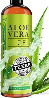 Seven Minerals Aloe Vera Gel - 99% Organic, Big 12 oz - NO XANTHAN, so it Abs...