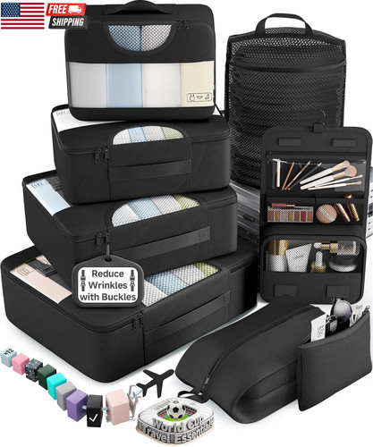 10 Set/8 Set Packing Cubes for Travel Essentials,Anti-Wrinkle Buckled Suitcase O