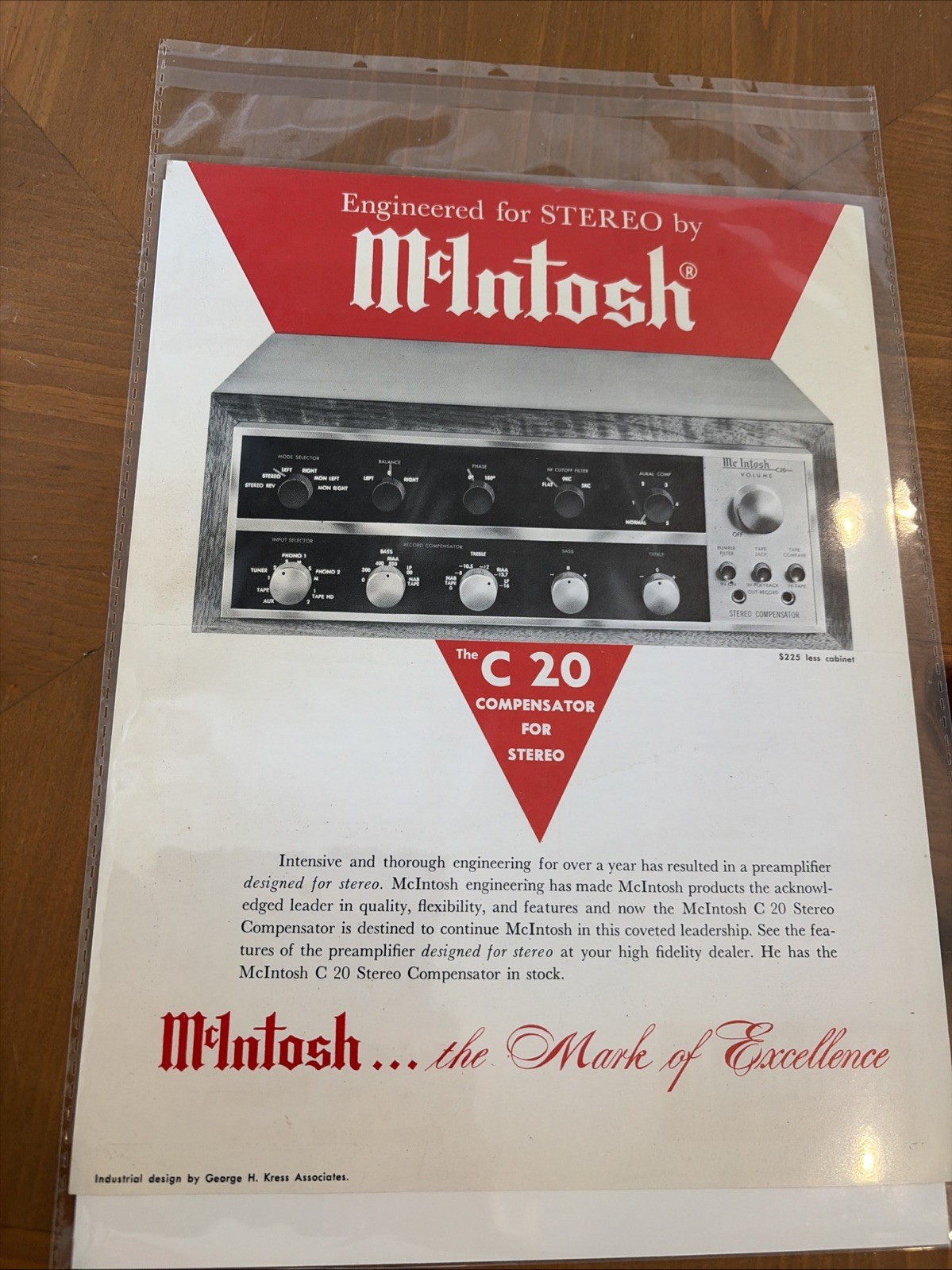 McIntosh RARE C 20 Promo Literature Specs Original 