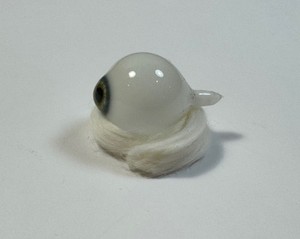 Antique German hand-blown human prosthetic glass eye. Full eyeball. Blue.