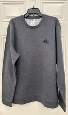 NWT Adidas Men's XL Dark Grey Heather Crewneck Feelcozy Sweatshirt Fleece Lined