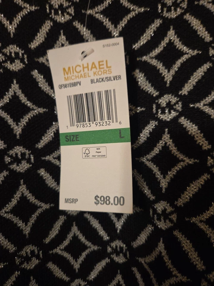 Lindo suéter feminino Michael Kors tamanho G preto com detalhes prateados - Imagem 3 de 4