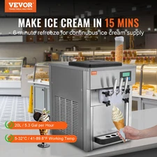 Commercial Ice Cream Machine, 21 QT/H Yield, for Restaurant Snack Bar