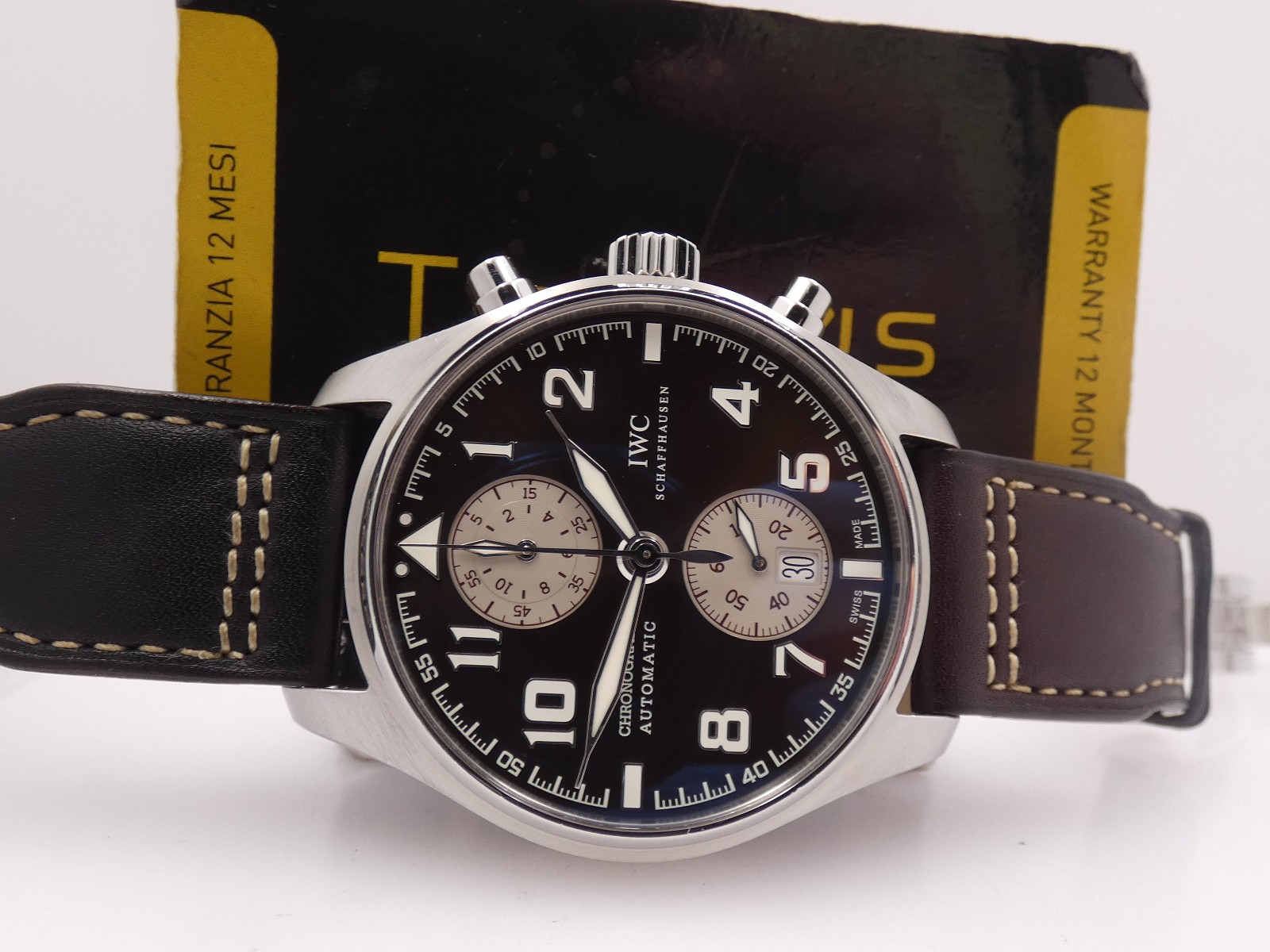 IWC PILOT SPITFIRE ANTOINE DE SAINT EXUPERY FLYBACK IW3878 AUTOMATIC STEEL WATCH