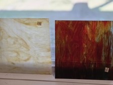 Stained Glass 4 Sheets 10"x10"  8x10" Textured Slag Blue Red  Craft Estate