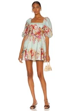 Zimmermann The Mae Cut-Out Floral Linen Mini Dress Size 1