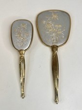 Vintage Art Deco Gold Vanity Mirror Brush