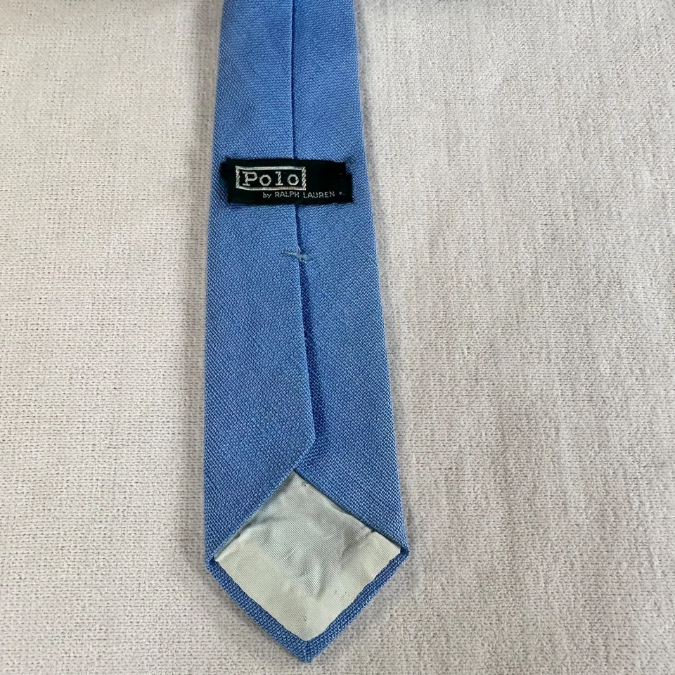 Corbata ajustada azul Polo Ralph Lauren para hombre con logotipo de pony bordado - Lino Foto 2 de 4