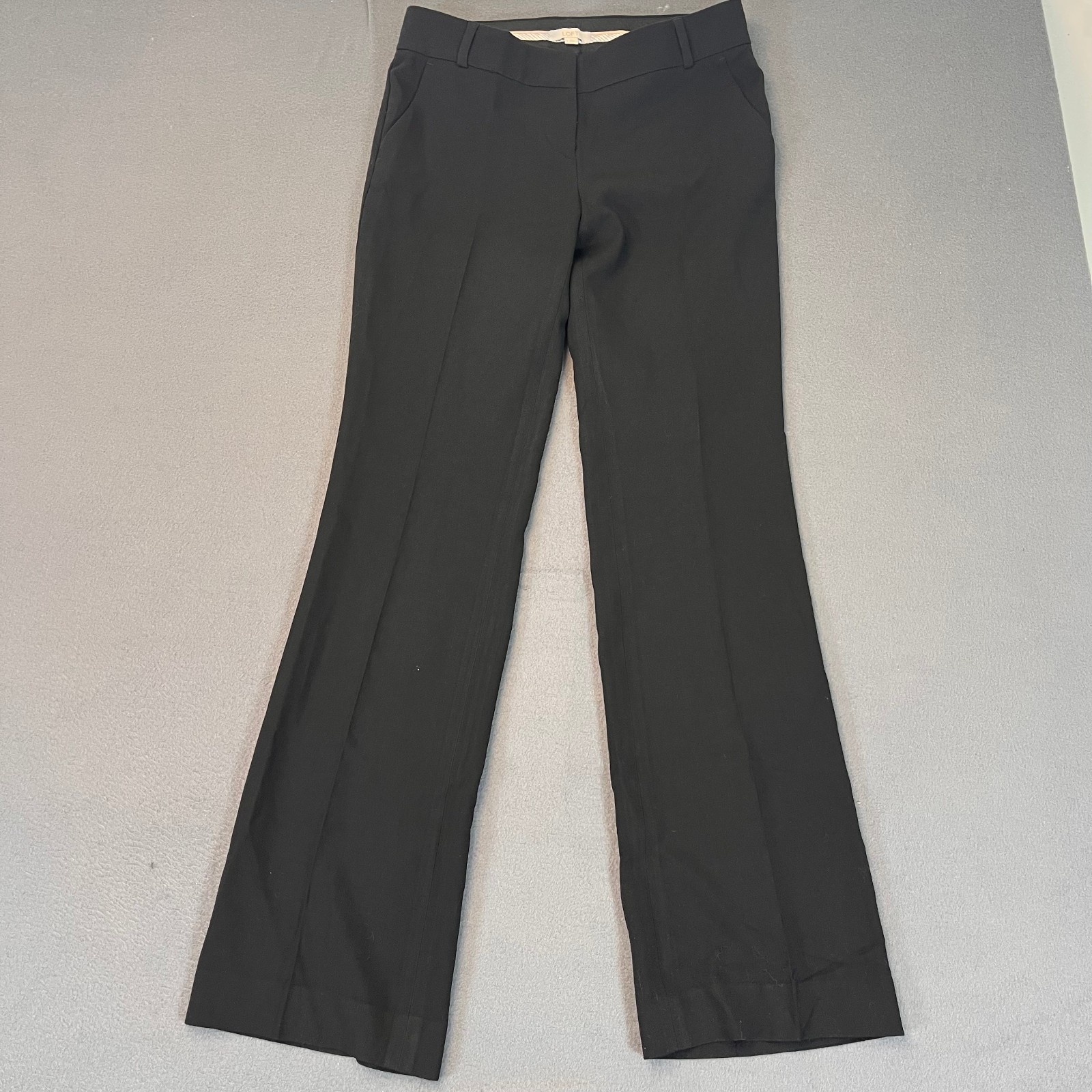 Ann Taylor Loft Zoe Straight Dress Pants Womens Sz 4 Black Pockets Career Work