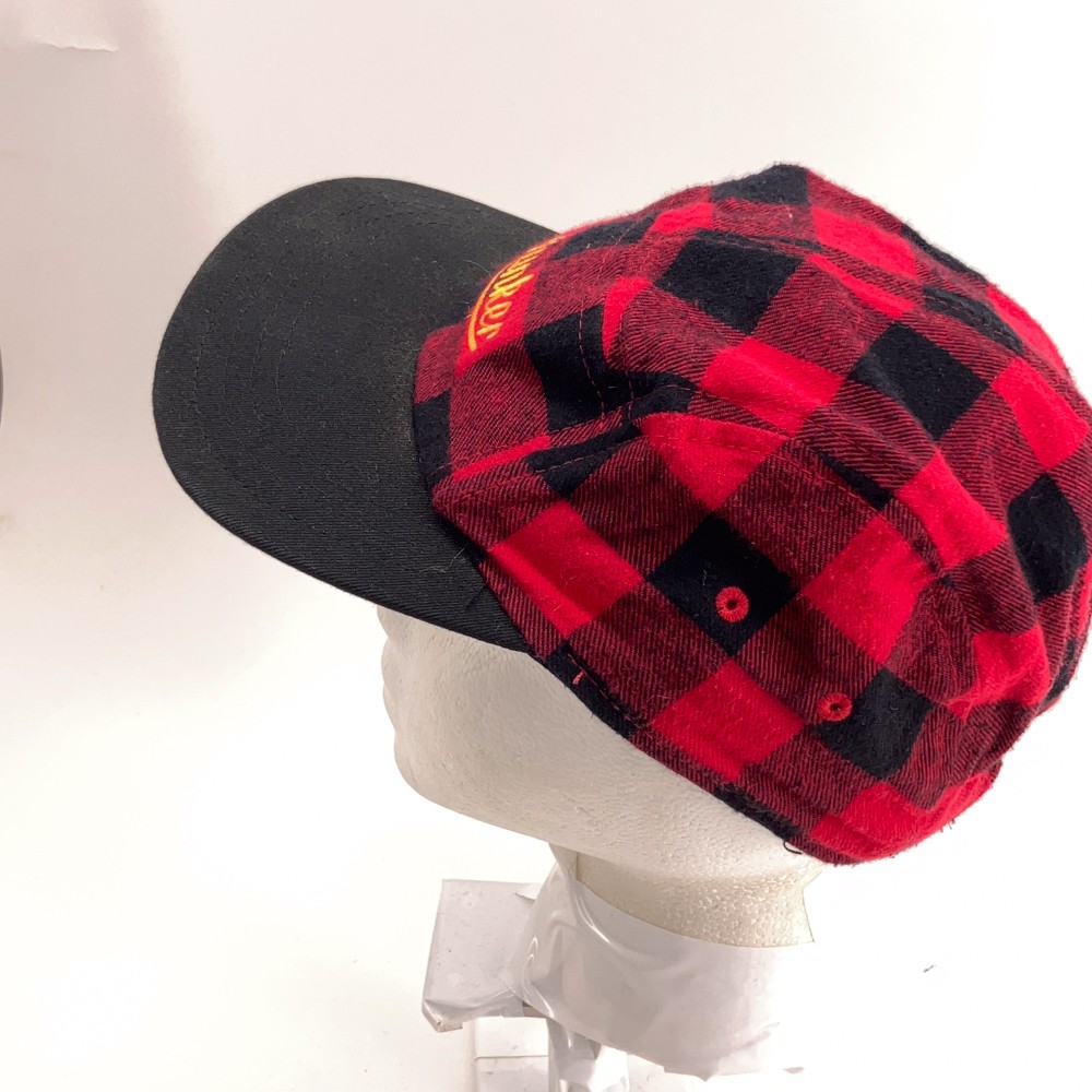 Red black checkered pattern five panel cap Bunker… - image 2