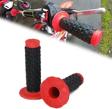 2pcs 7/8" Universal Motorcycle Hand Bar Grips Pillow Grip Anti-Slip Red 