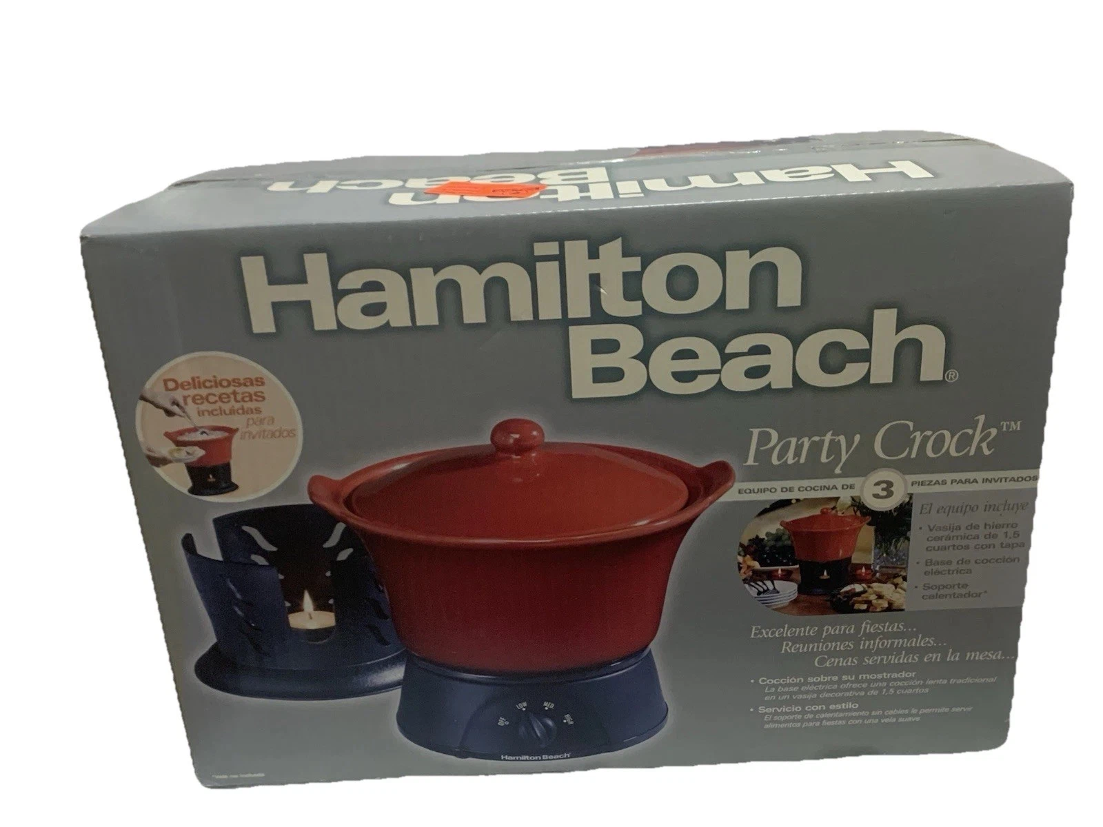 Hamilton Beach 1.5 Qt Party Crock Set Red 33416 Open Box