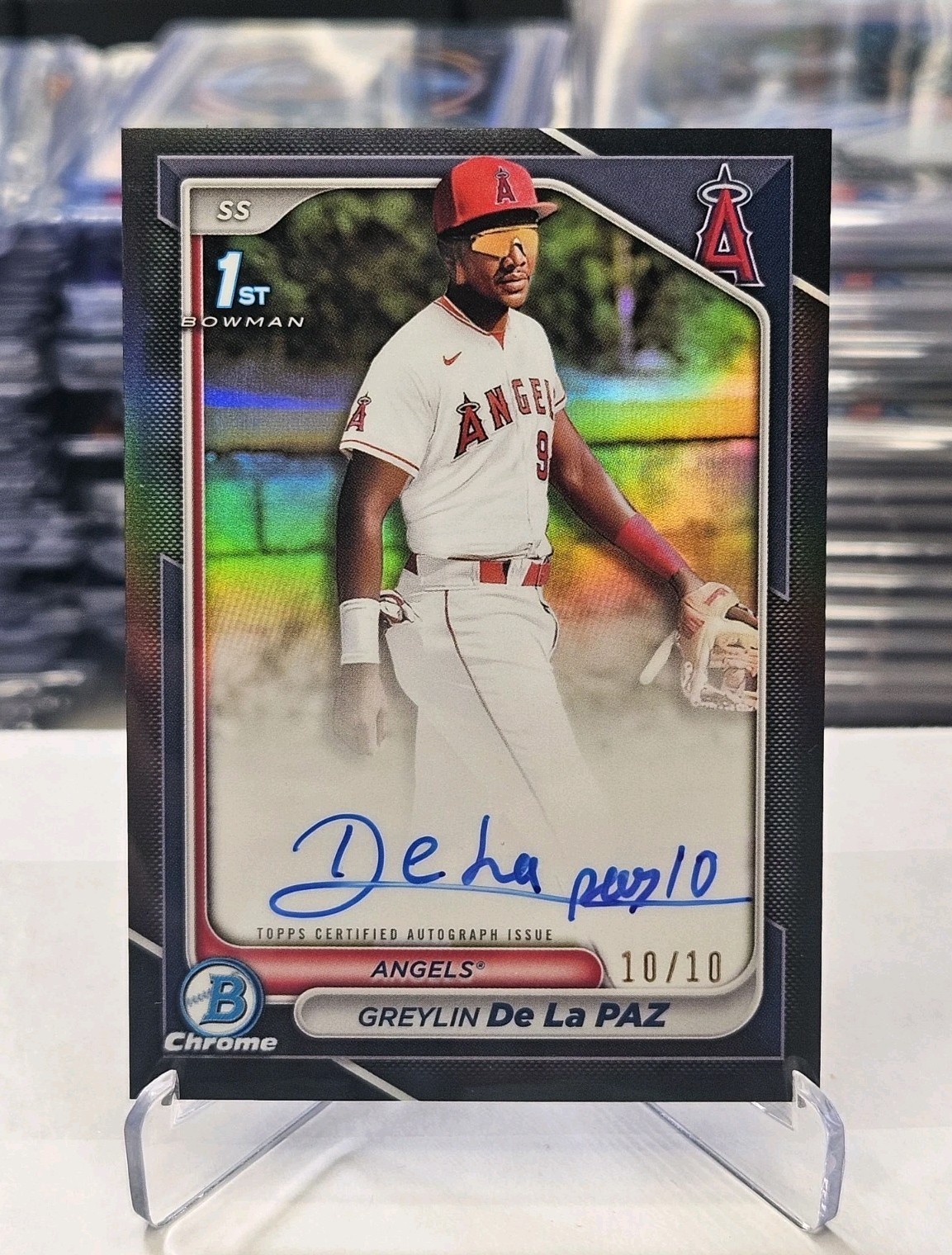 2024 Bowman Chrome 1st Greylin De La Paz #/10 Black Refractor Auto Angels 🔥