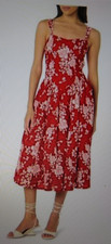 NWT The Drop Women's Balu Feminine Shaped Waist Midi Dress Red Rose Floral Large