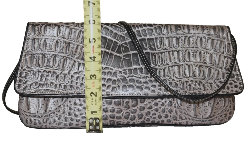 Bolso de Hombro/Bolso de Mano MARCO BUGGIANI Gris Cuero Italiano Repujado Delgado ITALIA Foto 3 de 4