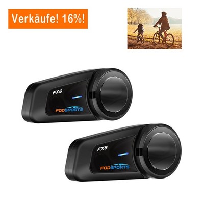 2X FX6 1000M Motorradhelm Gegensprechanlage Bluetooth FM Sprachsteuerung