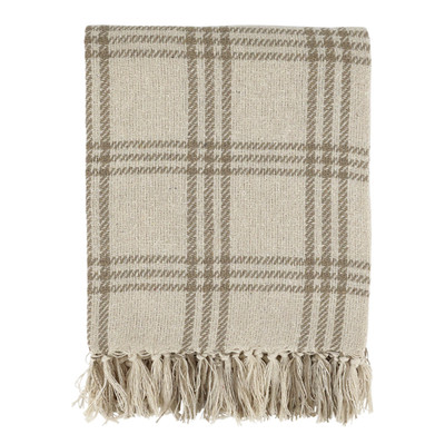 Chic Antique Aix Plaid Garnüberschuss mit Karo Decke kariert beige latte 