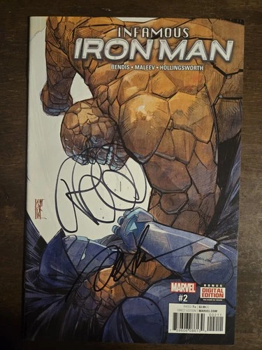 2016 Marvel Infamous Iron Man #2 Auto By Brian Michael Bendis And Alex Maleev NM