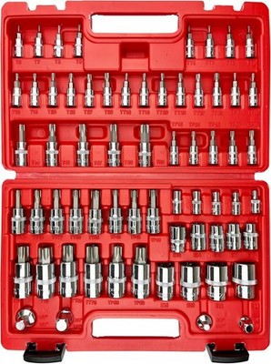 EACELIY 64PCS 1/4,3/8&1/2  Master Torx Bit Socket Set and External Torx Socket