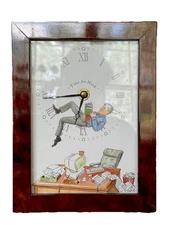 Bryn Parry Studios Desk/Mantle Clock "Time For Work" , Made In England. VINTAGE