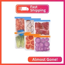 Lerine 6 Pack Reusable Gallon Freezer Bags Dishwasher Safe, BPA Free Reusable Fr