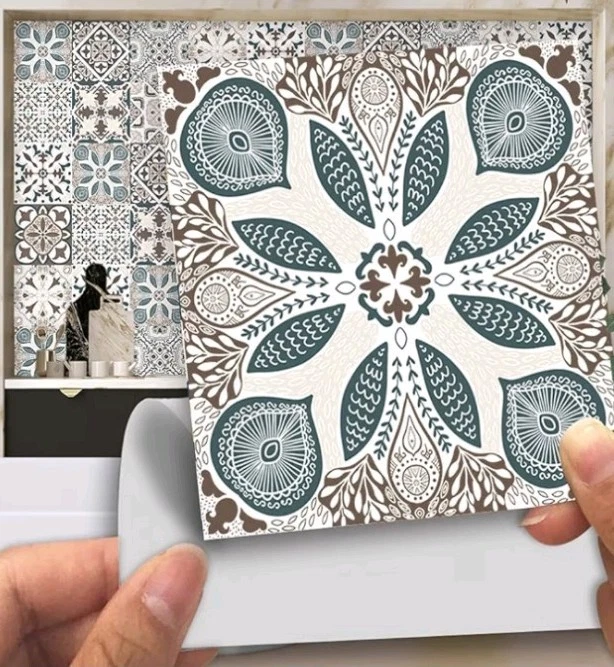20pcs Vintage Victorian Tile Stickers, Peel and Stick Moroccan Mosaic (6x6")