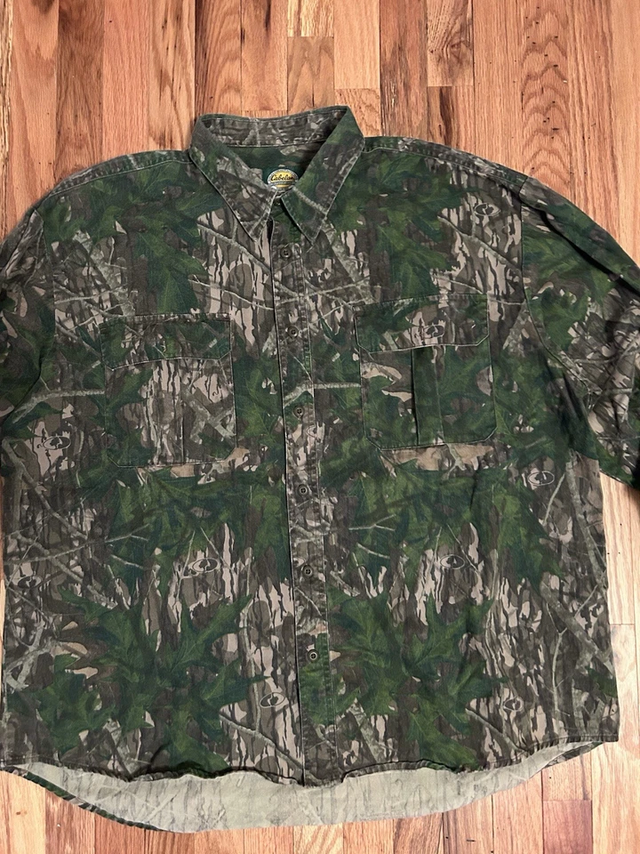 Vintage MOSSY OAK Men’s 2XL Shadow Leaf Hunting Camo Button Up Shirt Y2K - Image 2 of 4