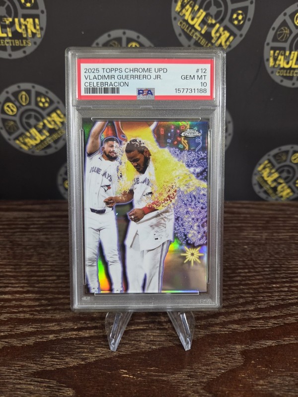Vladimir Guerrero Jr 2025 Topps Chrome Update celebracion SSP PSA 10 Blue Jays