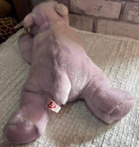 TY Buddy Vintage large happy Hippo 14" purple RARE 2000 Collectable - Picture 2 of 6