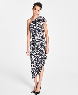Inc International Concepts One-Shoulder Asymmetrical Dress Black Size 2XL, Women's
