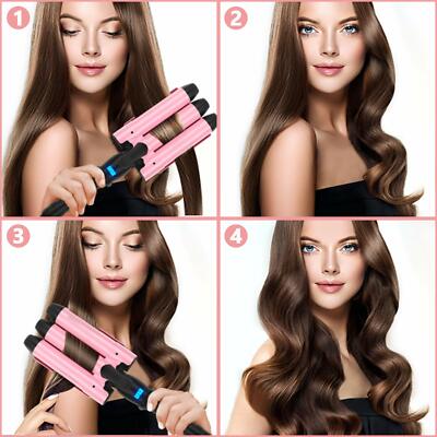 32mm (1.25) Triple Ceramic Curling Iron,3 Barrel Wand with  display picture 3