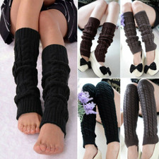 Pairs of Womens High Knee Winter Leg Warmers Crochet Knit Socks Knitted Leggings