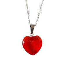 Red Hart Pendant - 18" Silver Plated Chain