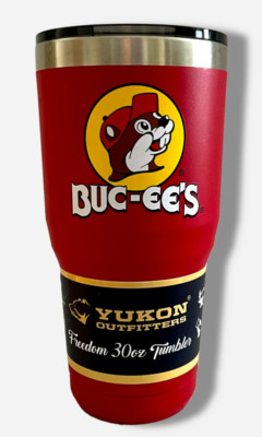 Buc-ees 30 Unzen Rot Signature Holzkolben (Neu) Doppelwandig Vakuumisoliert 