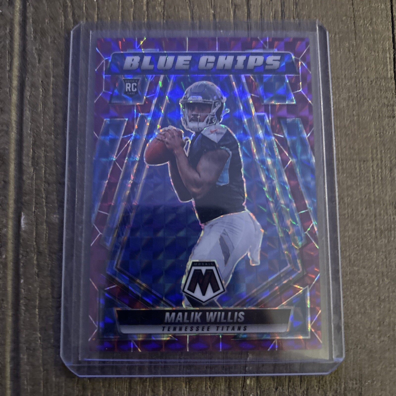 2022 Panini Mosaic - Blue Chips Purple Mosaic Prizm #BC-3 Malik Willis /49 (RC)