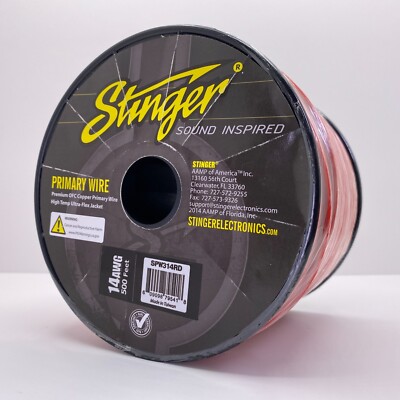 Stinger SPW314RD Primary Hook Up Wire 14GA Red Pure OFC 500ft Audio Cable Roll