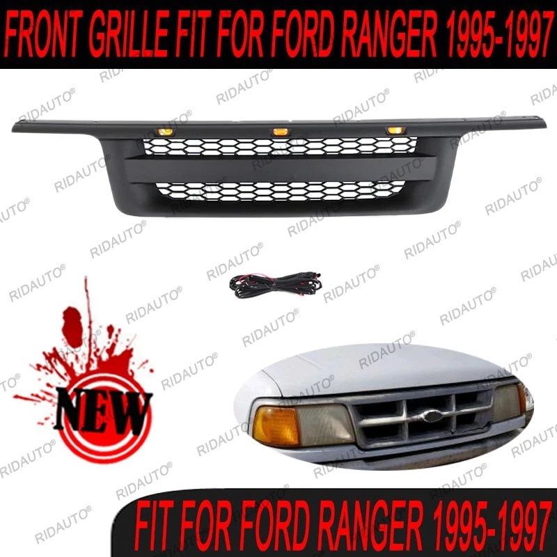 Передняя решетка черная верхняя решетка со светодиодной подсветкой подходит для FORD RANGER 1995-1997 - Изображение 4 из 4