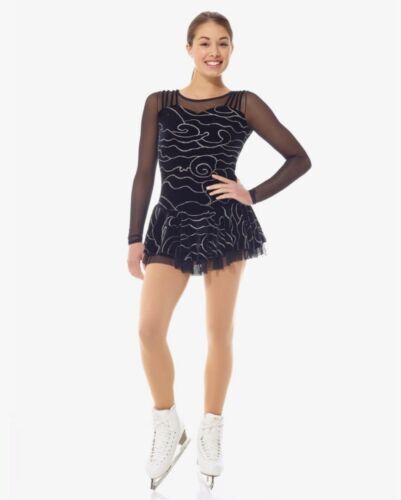 Mondor Girl's M Blue Figure Skating Dress Mesh Back & Long Sleeves  Competition | eBay