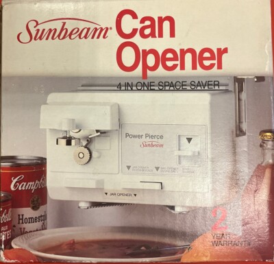1991 Vintage Sunbeam Power Pierce CO45 Can, Bag, Jar & Bottle Auto Opener - New