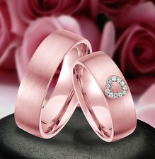 Silber 925 Trauringe Verlobungsringe , Herz Motiv , Ros&eacute; Gold Plattiert  J379-R