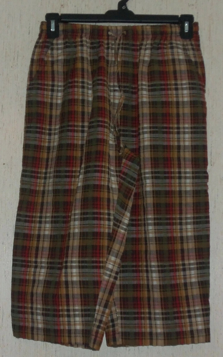 NEW WOMENS erika petite BROWN PLAID SEERSUCKER CAPRIS CROPPED