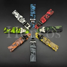 22 24 MM Camo Rubber Strap Band Replacement Fits for Panerai Deployment Clasp US