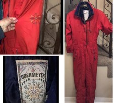 RARE vtg Obermeyer Karina one piece Aztec Embroider Red snowsuit ladies sz 8