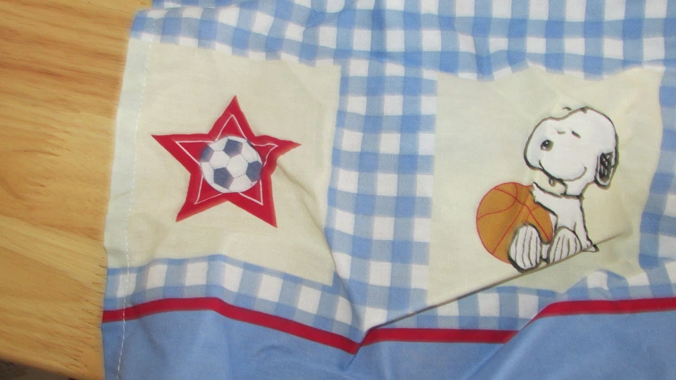 Peanuts snoopy woodstock sports ball crib skirt dust ruffle basketball baseball - Image 2 of 4