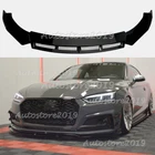 For Audi S5 A5 B9 S-line 17-20 Glossy Front Bumper Lip Spoiler Splitter Body Kit